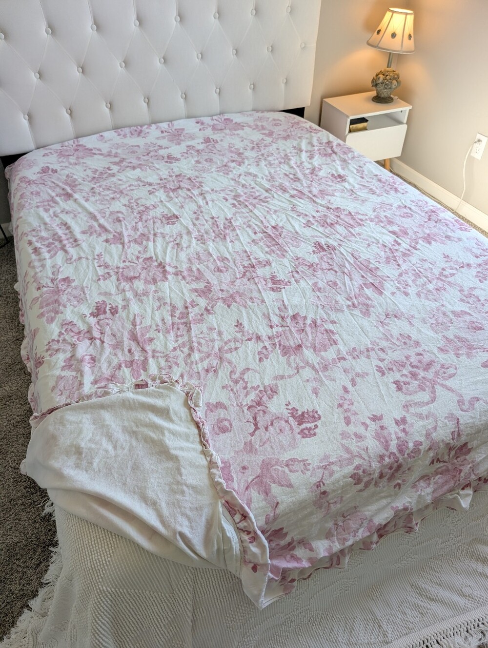 LoveShackFancy Pottery Barn Teen Full/Queen Pink Floral Cotton Duvet Cover